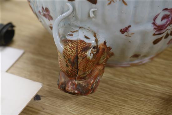 A Chinese famille rose vase and cover and a ceramic fountain vase height 35cm